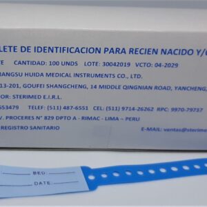 Brazelete de Identificacion Descartable Pediatrico Para Niño C/ Azul x 100 unds